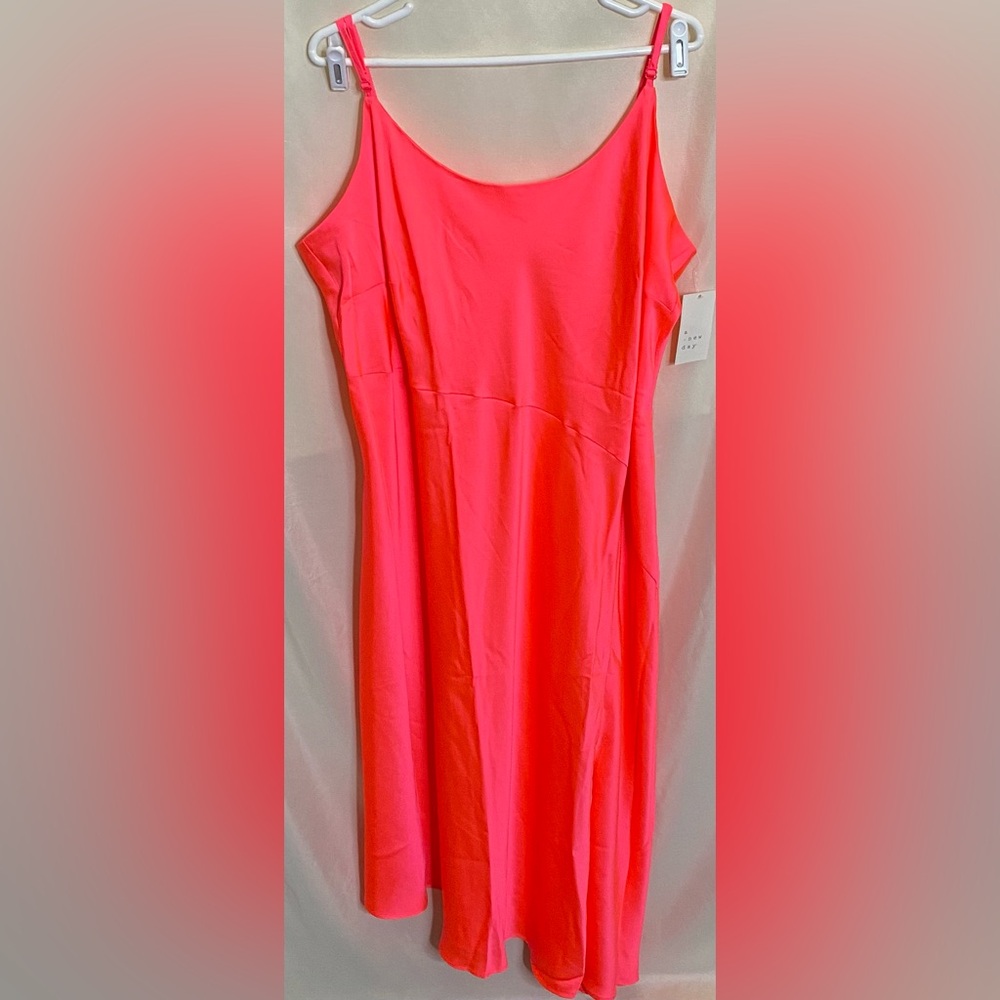 a new day Bright Hot Pink Midi Slip Dress